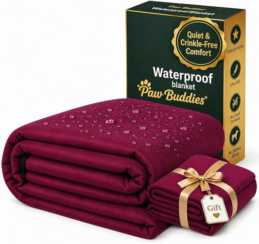 Paw Buddies Premium Waterproof Blanket 80"x90" Velvet-Feel Reversible Throw – Leakproof, Machine Washable Bed & Sofa King Size Protector for Couples, Pets & Travel + Bonus Small Blanket by PAwBuddies