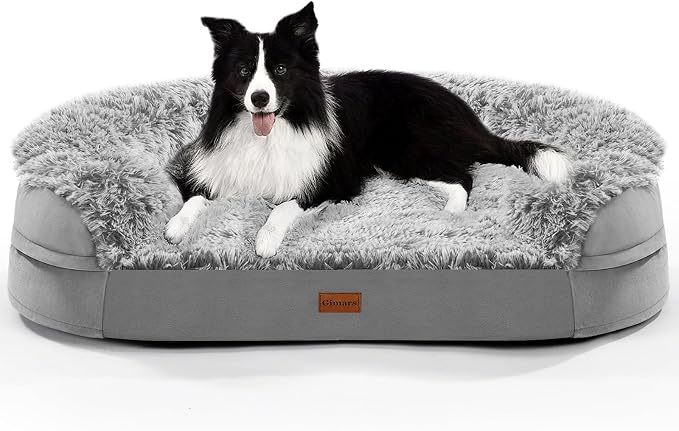 Gimars Upgrade 3.7in Ultra Thick Orthopedic Dog Beds for Large Dogs,Soft Egg Foam Dog Sofa Bed, 28D Crate Foam Washable Cover, Waterproof Lining Supportive Half-Round for Puppy,Senior,Sick Dogs by Gimars