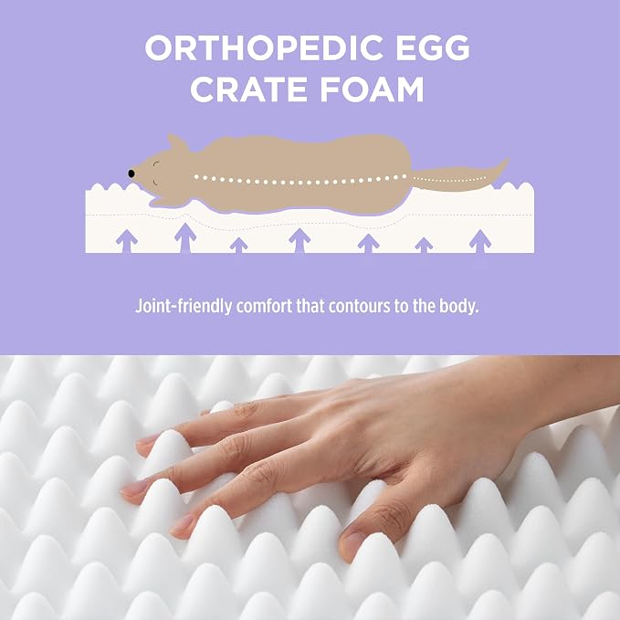 LE SURE Cute Orthopedic Dog Bed Medium Size Dog, Waterproof Chic Flat Pet Beds with Removable Washable Cover, Fuzzy Thick Egg Crate Foam Pet Mat for Indoor Use (30" x 20", Brown) - Image 4
