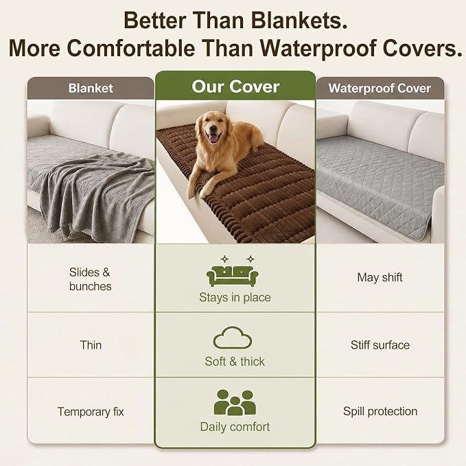 decorUhome Couch Cover for Dogs, Non Slip Fuzzy Thick Pet Sofa Protector | Pet Friendly, Couch Covers for Sofa, Machine Washable, Fits Armrests, Single Seats & Backrest Cushions, Brown, 27.6" x 27.6" - Image 7