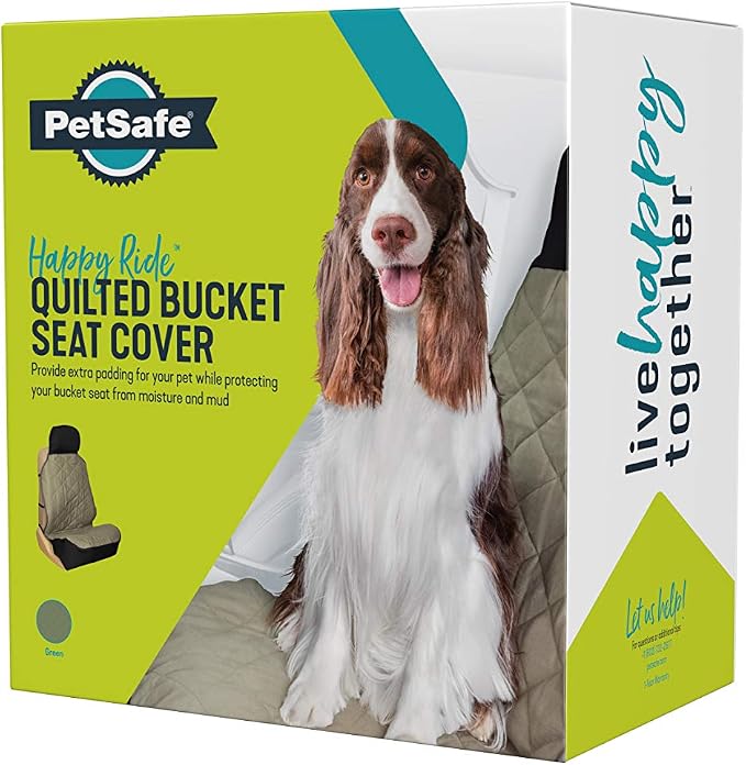 PetSafe Happy Ride Quilted Bucket Seat Cover - Long-Lasting Waterproof Padded Seat Protection with Secure Seatbelt Access - Keeps Leather Seats Clean & Protects from Scratches - Green - Image 6