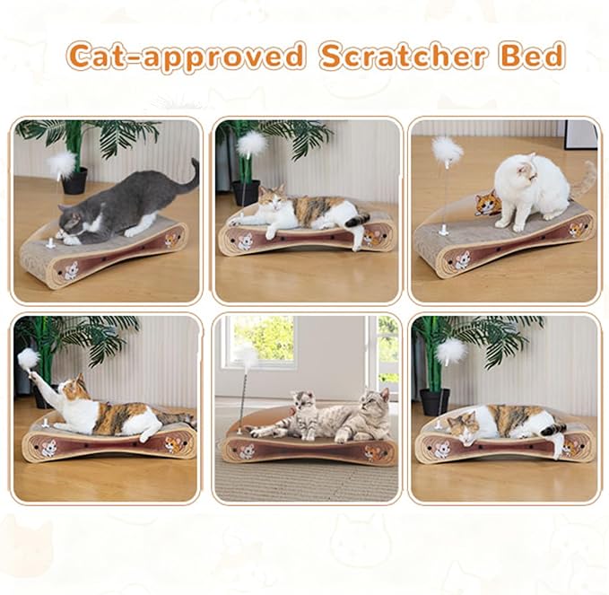 COZIWOW Cat Scratcher Lounge, Cat Scratching Board, Cardboard Lounge Bed, Durable Cat Scratching Pad Furniture Protector for Indoor Cats Kittens (Colorful) - Image 4