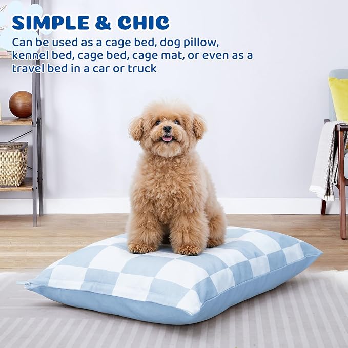 Dog Bed with Removable Washable Cover for Small Dogs Deluxe Plush Dog Crate Beds Comfy Kennel Pad Waterproof Lining and Blue Gel Memory Foam Memory Foam（Blue 30 * 20 * 4in） - Image 2