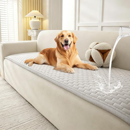 Warmstar Waterproof Couch Cover for Dogs Washable,Brick Pattern Short Plush Pet Couch Covers for Sofa,Soft Sofa Cover Non-Slip for 3 Cushion Couch Sofa Pet Friendly (Grey, 27.6" x 70.9") by Warmstar