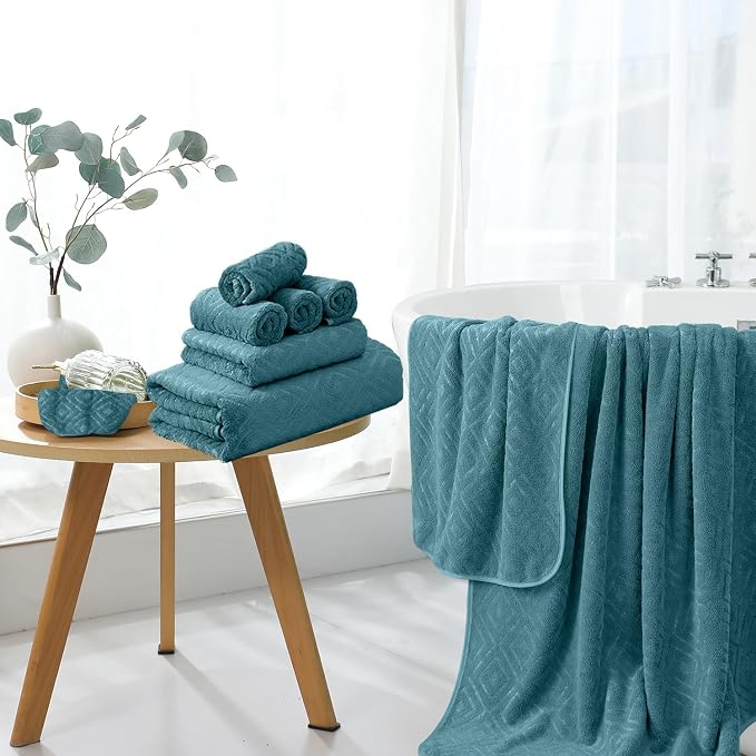 Bath Towel Set of 4 Extra Large Bath Sheet 35"x70" Oversized Bath Towel Soft Microfiber Bathroom Towel for Adults Highly Absorbent Quick Dry Towel for Bathroom,Hotel,Shower Bath Sheet Turquoise - Image 3