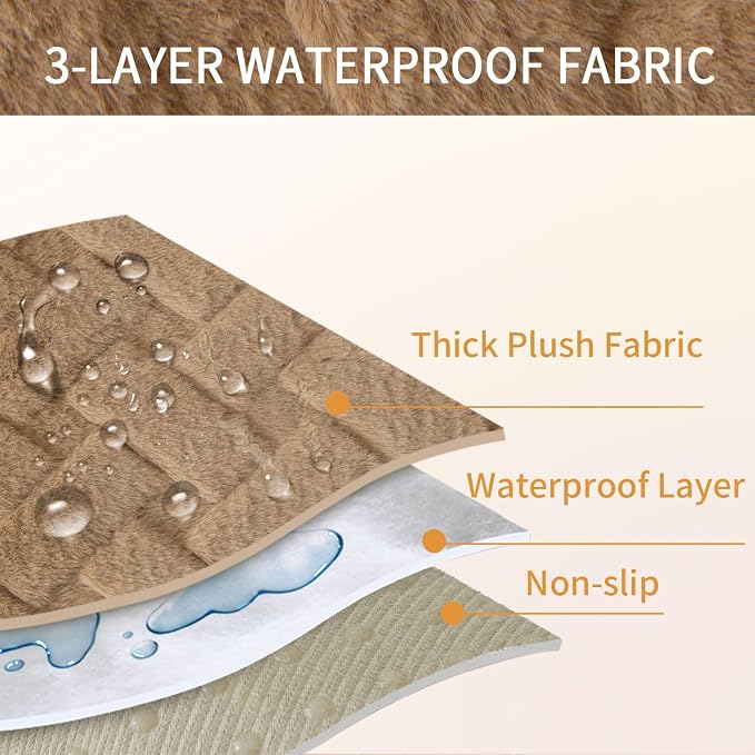 Waterproof Dog Bed Cover Non Slip Couch Cover for Dogs Washable Soft Faux Fur Sofa Cover Couch Covers for 3 Cushion Couch Sofa Pet Friendly (Dark Beige, 22.5x22.5（2pc）) - Image 5