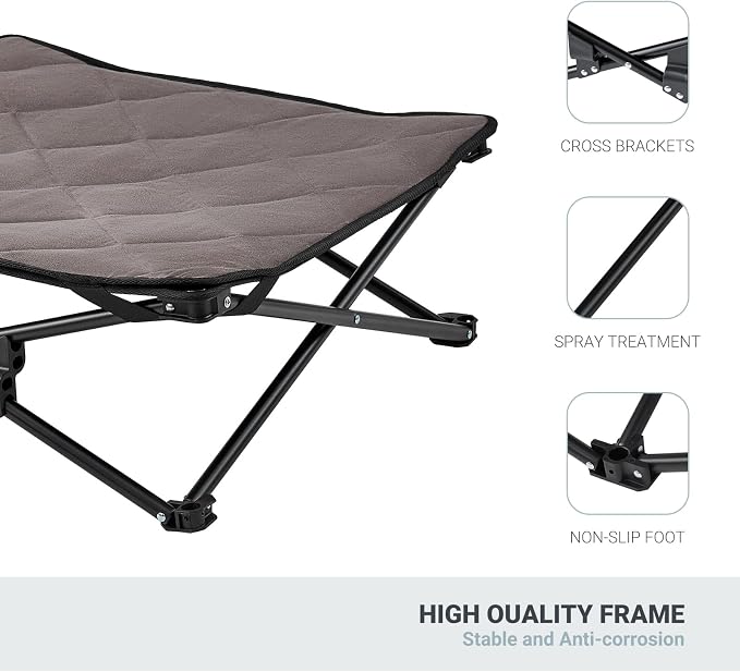KingCamp Cooling Elevated Dog Bed for Small Dogs, Raised Puppy Bed Dog Cot Fits Up to 100 Lbs, Portable Folding Couch with Durable Teslin Washable Mesh, Outdoor Camping Pet Bed, Black - Image 5