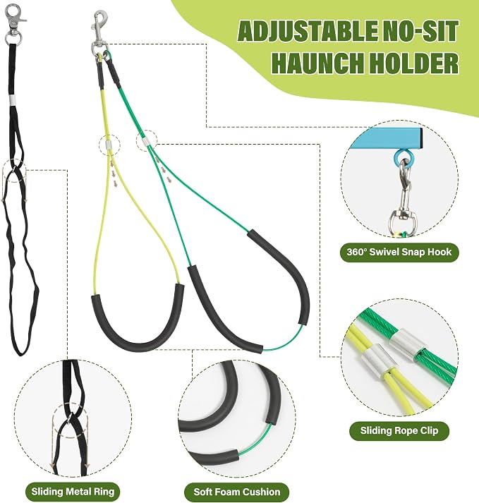 getlstub Dog Grooming Arm with Pet Grooming Hammock, 35" Pet Grooming Table Arm with Adjustable No Sit Haunch Holders, Dog Grooming Stand with Loop Noose for Small and Medium Pets, Blue - Image 2