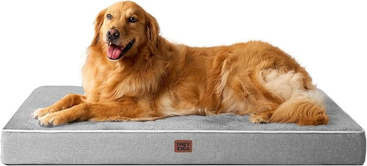 EHEYCIGA XL Memory Foam Dog Crate Bed with Washable Cover, 41x27Inch, Grey | High Density Egg Crate Foam, Waterproof Liner, Removable Easy Clean Cover, Non-Slip Bottom, Fits Crate, Floor and Sofa by EHEYCIGA