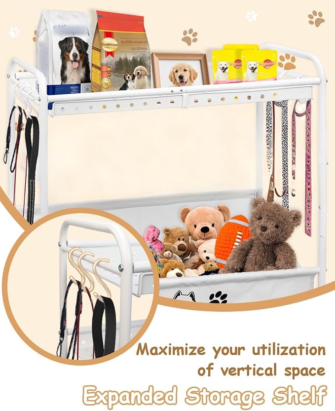 Large Dog Toy Basket,Dog Toy Bin with Storage Organizer,2-Tier Dogs Toys Box for Living Room,Dogs Cat Accessories Organizer,Durable Toys Holder Chest for Leashes - Image 4