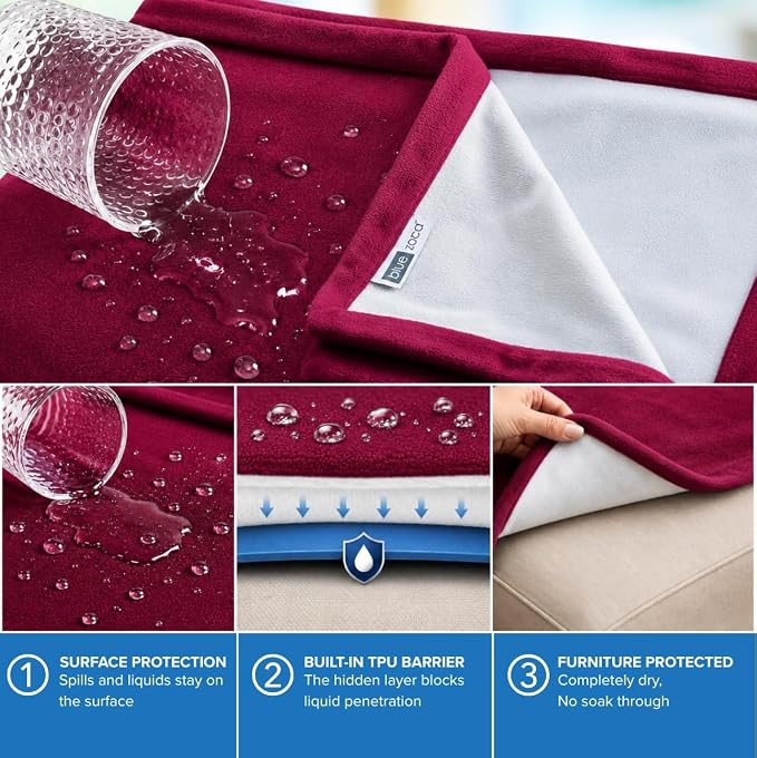 Waterproof Blanket for Bed Intimacy | Cozy Love Blankets, Machine Washable & Reversible Protection for Couples | Protects Against Spills, Pets & Accidents - Oversized Queen Size Blanket 65x80 (Merlot) - Image 4