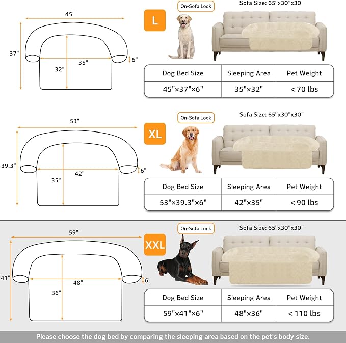 GGIB Calming Dog Bed Fluffy Plush Dog Mat for Furniture Protector with Removable Washable Cover for Large Medium Small Dogs and Cats (Extra Extra Large, Beige) - Image 5
