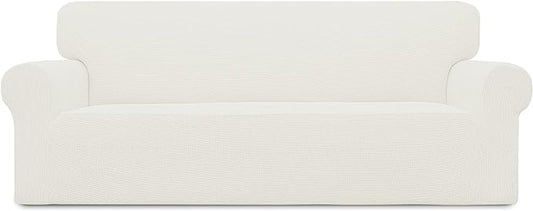 Easy-Going Stretch Couch Covers for Sofa Washable Large Cream | 1-Piece Sofa Covers for 3 Cushion Couch Furniture Protector Couch Slipcover Soft with Bottom for Kids Pets by Easy-Going