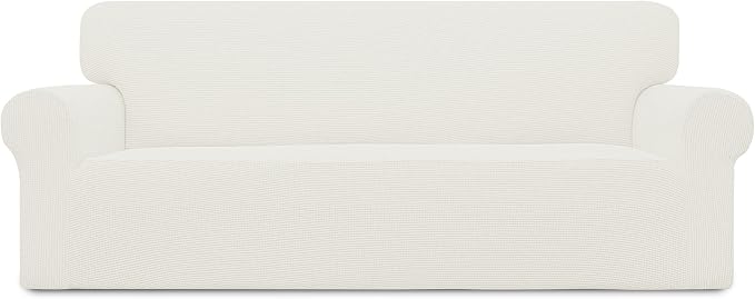 Easy-Going Stretch Oversized Sofa Couch Slipcover Washable Cream | 1-Piece Extra large Sofa Cover Furniture Protector Couch Soft with Bottom for Kids, Polyester Spandex Jacquard by Easy-Going
