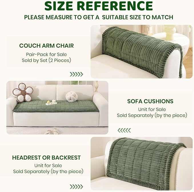 Royhom Couch Cover for Dogs Washable，Non Slip Sofa Protector for Pets | Durable & Easy Care, Soft Furniture Cover for Leather & Fabric Couches Against Claws, Spills & Fur, 27.6x27.6 Inch, Green - Image 7