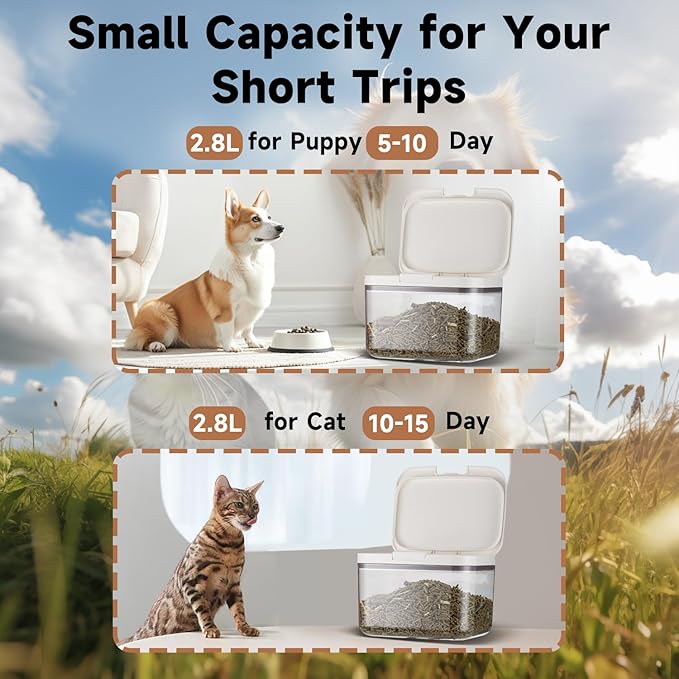 LivLab Mker Pet Food Storage Container 5 lbs Airtight Dog/Cat Food Container with Measuring Cup, BPA Free, Rice & Flour Storage Container for Dog Treats and Cat Food (3 lbs), White - Image 5
