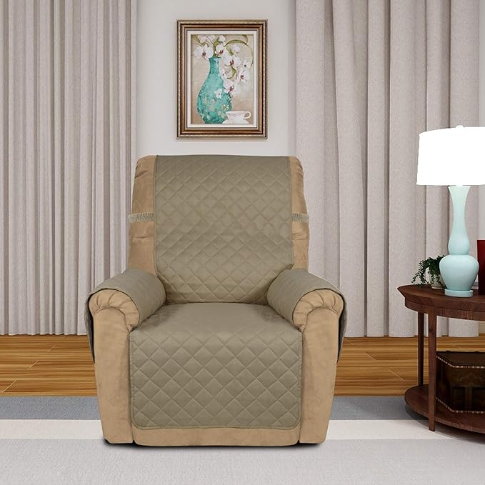 PureFit Reversible Recliner Chair Covers Couch Covers for Dogs, 19 in | Beige/Beige, Water Resistant Couch Protector, Washable Pet Couch Cover with Non Slip and Elastic Straps For Kids - Image 2
