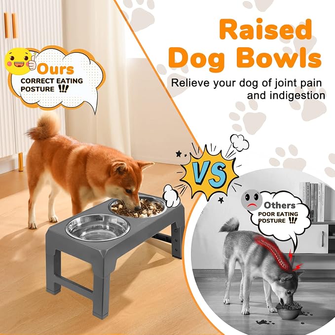 URPOWER Raised Dog Bowls 4 Height Adjustable Elevated Bowl Stand | Stainless Steel Water Bowl Non-Slip Dog Food Bowls Stand for Small Medium Large Dogs and Pets - Image 3