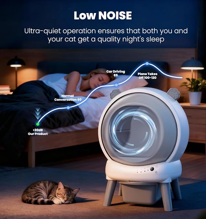 Self Cleaning Litter Box for Multiple Cats, 15L Large Automatic Litter Box with Smart APP Control, 35dB Ultra-Quiet Self-Cleaning Cat Litter Box, Dual Safety Infrared Sensors, Smell-Free, Gray-A - Image 6