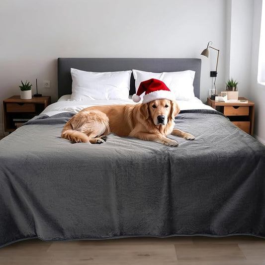 Waterproof Dog Blanket for Couch,Pee Proof Pet Blanket with 3-Layer Protection,Reversible Sherpa & Flannel Furniture Protector for Sofa Bed Car,Gifts for Cat Dog Lovers Christmas,50"x60",Grey by Unknown