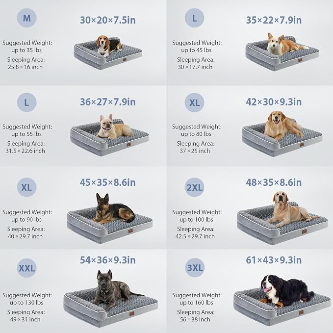 BFPETHOME Orthopedic Washable Dog Bed, Sleeping Couch for Large Senior Dogs | Deluxe Plush Rose Velvet Washable Cover, Egg Crate Foam Support, Waterproof Lining, Non-Slip Bottom, Senior Dogs - Image 2