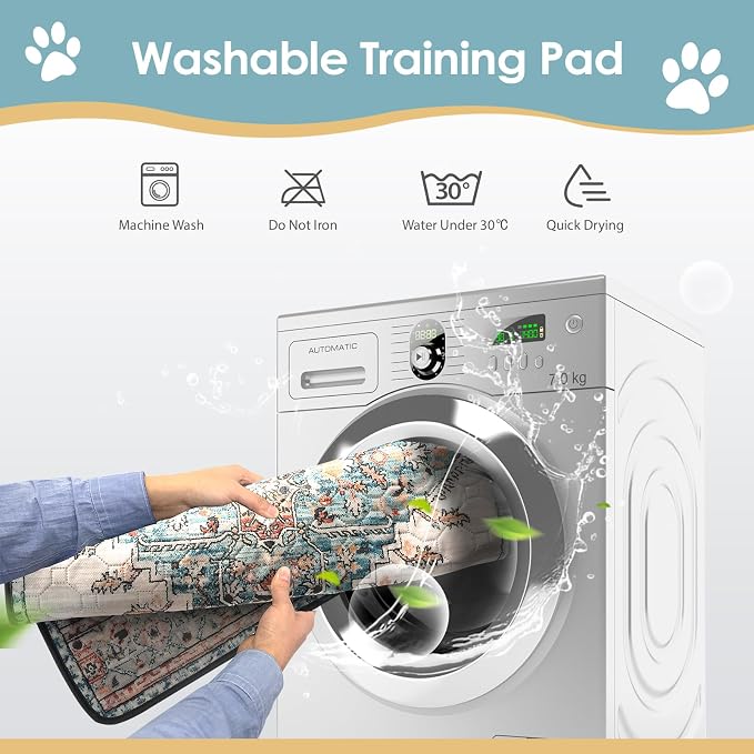 SCLOSE Washable Pee Pad for Dogs Extra Large, 72" x 72" Reusable Puppy Pads Waterproof Dog Rugs, Super Absorbent, Leakproof, Dog Crate Pad, Playpen Mat, Whelping Pads, Blue Medallion - Image 5