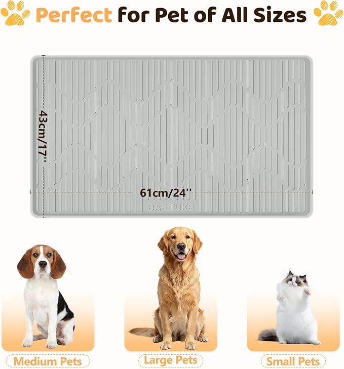 Silicone Cat & Dog Food Mat 24" x 17" Pet Feeding Mat for Food and Water | Extra Large Pet Foof Mat with Raised Edges, BPA-Free, Non-slip, Waterproof Bowl Mat for Small, Medium & Large Pets - Image 4