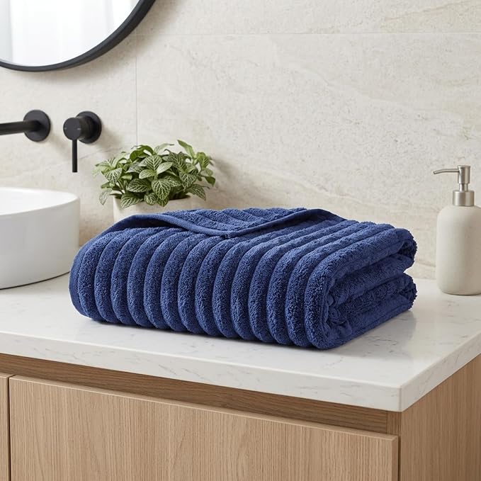 4 Piece Bath Towels, 30"x60" Microfiber Towels Set, Navy Blue | Large Bathroom Towels, Soft Touch, Highly Absorbent, Quick Dry, Lint Free, Long-Lasting, Family Use, Guest Bath & Daily Use - Image 8