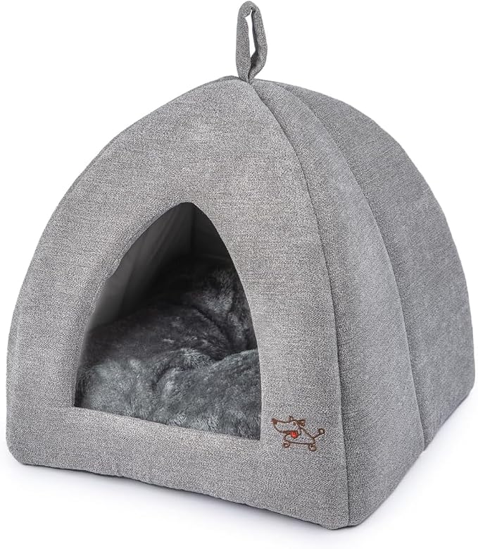 Best Pet Supplies Cat Bed for Indoor Cat, Domed Tent House with Removable Pillow, Covered Cat Cave for Small Dog, Puppies and All Breeds of Cats - Gray, 20 x 20 x H:22" by BestPetSuppliesLLC