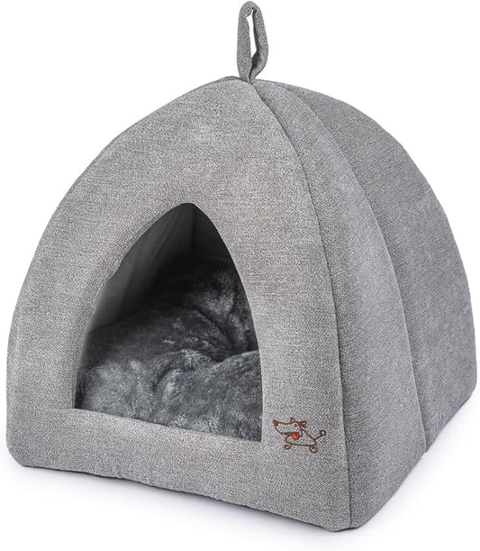 Best Pet Supplies Cat Bed for Indoor Cat, Domed Tent House with Removable Pillow, Covered Cat Cave for Small Dog, Puppies and All Breeds of Cats - Gray, 20 x 20 x H:22" by BestPetSuppliesLLC