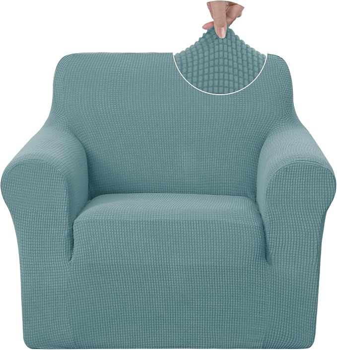 U-NICE HOME Stretch Recliner Chair Cover Armchair Slipcover, Light Blue | Furniture Protector, 1-Piece Chair cover, Washable, Pet friendly, Polyester Spandex Jacquard fabric by U-NICEHOME