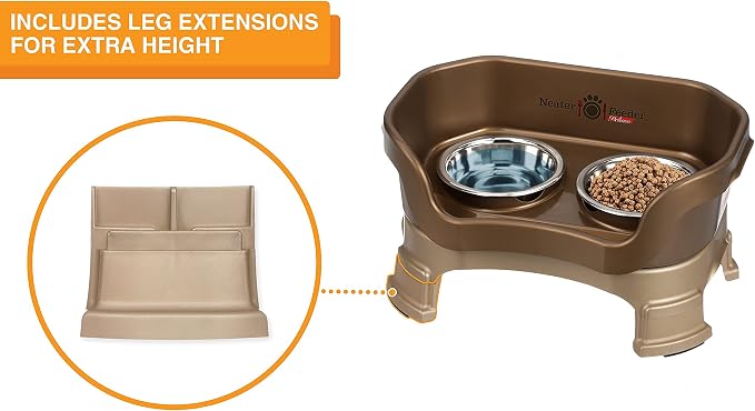 Neater Feeder Deluxe Mess-Proof Elevated Cat Bowls, 2 Height Adjustable (6” & 7.5”) No-Spill Raised Cat Bowl Stand, Whisker Friendly Stainless Steel Dishes for Indoor Cats, Made in USA, Bronze - Image 7