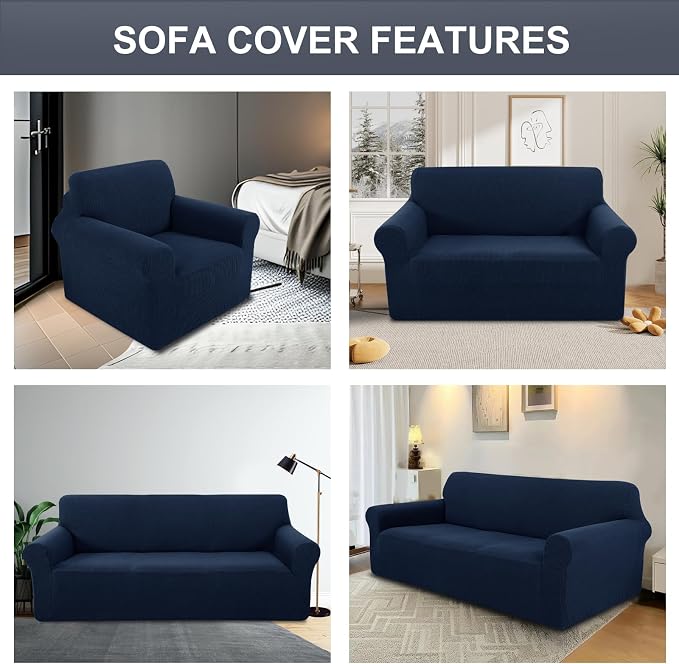 Stretch Couch Covers for Sofa Washable, Large, Navy | 3seat sofa covers for 3 cushion couch, Furniture Protector Couch Slipcover cubre sillones para sala for Kids, Dogs - Image 7