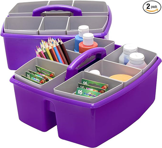 Storex Large Classroom Caddy with Cups, 13 x 11 x 6.575 Inches, Purple, Case of 2 (00986U02C) by Storex