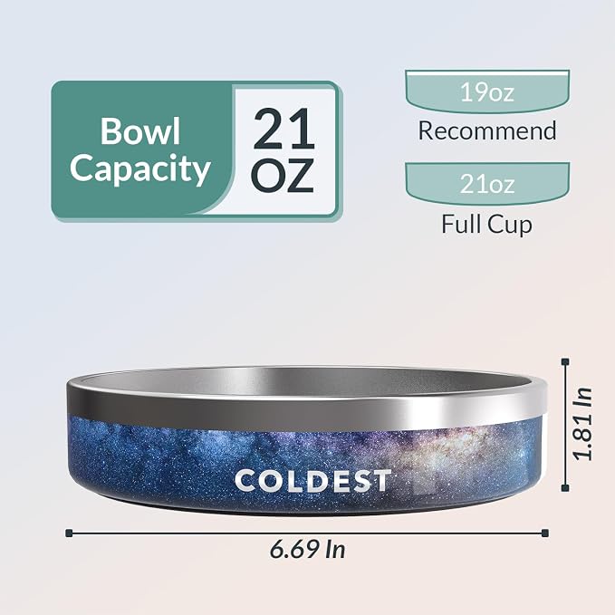 Coldest Dog Bowl - Anti Rust Metal, Non Slip, 3 Layers Insulated Stainless Steel Dog Bowls - Spill Proof & Heavy Duty - Water Bowl for Dogs, Cats & Pets, Dish Washer Safe (21 oz, Into The Beyond) - Image 4