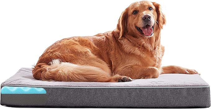 Orthopedic Memory Foam Dog Bed, Cooling Dog Beds Waterproof Pet Bed for Crate with Removable Washable Cover, L(35inch,65Lbs) by ABETTERLIFEWITHPET