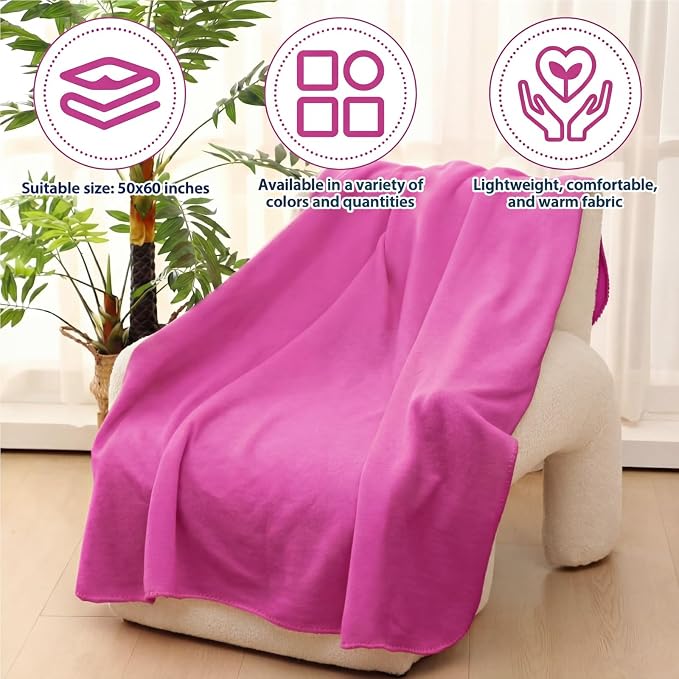 Newwiee 12 Pcs Bulk Fleece Throw Blankets 50'' x 60'' Oeko-tex Standard 100 Certified for Outdoor Wedding Guest Blankets Donation Homeless Sleepover Lap Pet Sofa, All Seasons Use (Rose) - Image 6