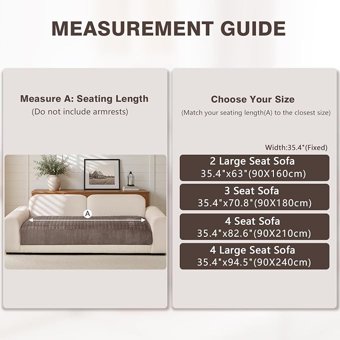 OHSIO Soft Plush Couch Cover for Sofa, Washable Milk Velvet Sofa Slipcover, Non-Slip Furniture Protector for 1 2 3 Seater Couch, Dogs, Pets and Kids(Brown, 35.43'' x 94.49'') - Image 2