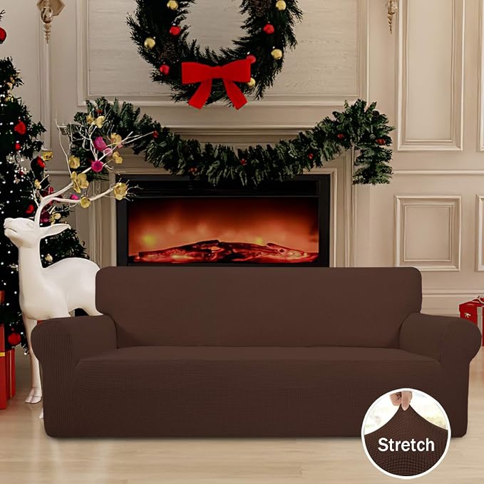 Easy-Going Stretch Oversized Sofa Couch Slipcover Washable Coffee | 1-Piece Extra large Sofa Cover Furniture Protector Couch Soft with Bottom for Kids, Polyester Spandex Jacquard - Image 2