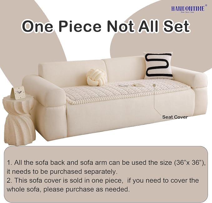 HANDONTIME Pet Couch Cover Fuzzy Sofa Covers for Pets, Couch Covers for Dogs, Washable Dog Sofa Cover Protector, Jacquard Fuzzy Non Slip Cushion Slipcover Pet Friendly (White, 27.6" x 82.7") - Image 4