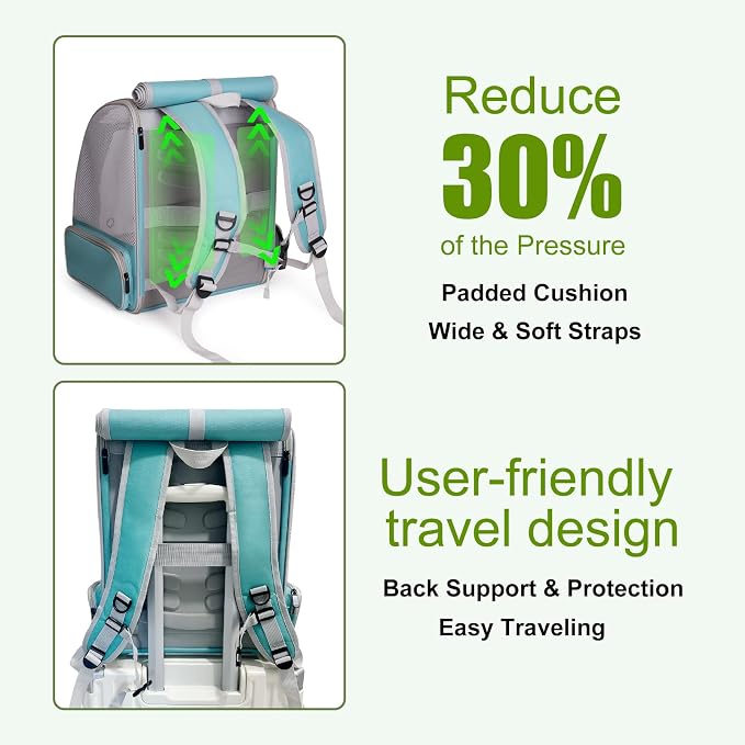 halinfer Bird Backpack Carrier Cage, Front Zipper Opening Portable Bird Travel Bag with Standing Perches and Metal Tray, Vented Carry Transport Carrier for Parakeet, Budgie, Conure, Cockatiel, Parrot - Image 6