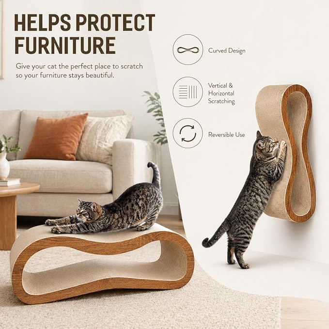 2 in 1 Cat Scratch Pads, Large Scratcher Board for Scraching & Napping, 100% Recyclable&Reversible Cat Scratchers for Indoor Cats Scratching Pad Couch Lounger Cardboard - Image 7