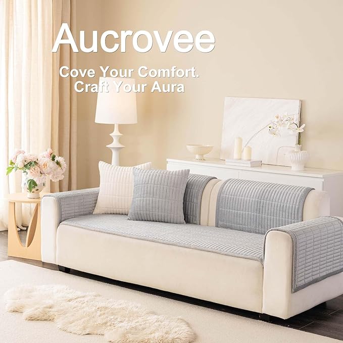 Velvet Washable Dog Couch Cover, Non-Slip Waterproof Pet Sofa Protector for2-Cushion Sectional, L-Shaped Sofa & Loveseat, Machine Washable(1PC/27.6"x59.1",Light Grey) - Image 3