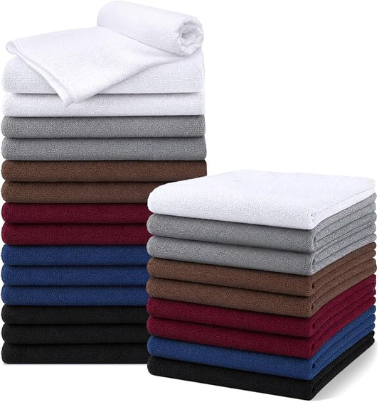 UNIMADE Salon Towels 24 Pack, Microfiber Barber Towels Bulk | (16x29 inches) Hair-Drying Cloth Super Soft Hand Cloth for Gym, Bath, Spa and Home Beauty Care(Not Bleach Proof) - Multicolor by Unimade