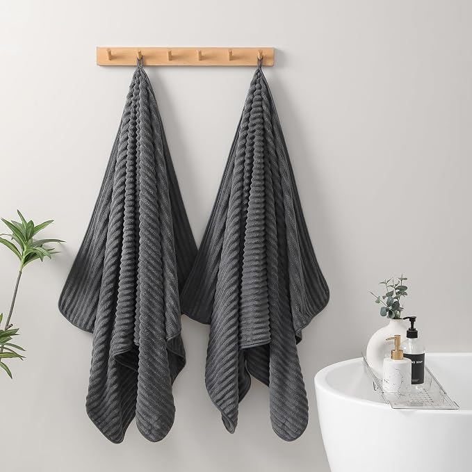4 Piece Bath Towels, 30"x60" Microfiber Towels Set, Charcoal Gray | Large Bathroom Towels, Soft Touch, Highly Absorbent, Quick Dry, Lint Free, Long-Lasting, Family Use, Guest Bath & Daily Use - Image 3