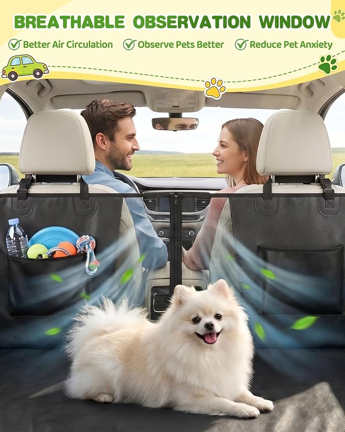 Dog Car Seat Cover, 600D Heavy Dute Car Seat Cover for Dogs Pets,100% Waterproof Anti-Scratch Nonslip Dog Hammock for Cars, Seat Covers Protector with SeatBelt for Sedan SUV Truck XLPRO Hard LEA-Dark - Image 5
