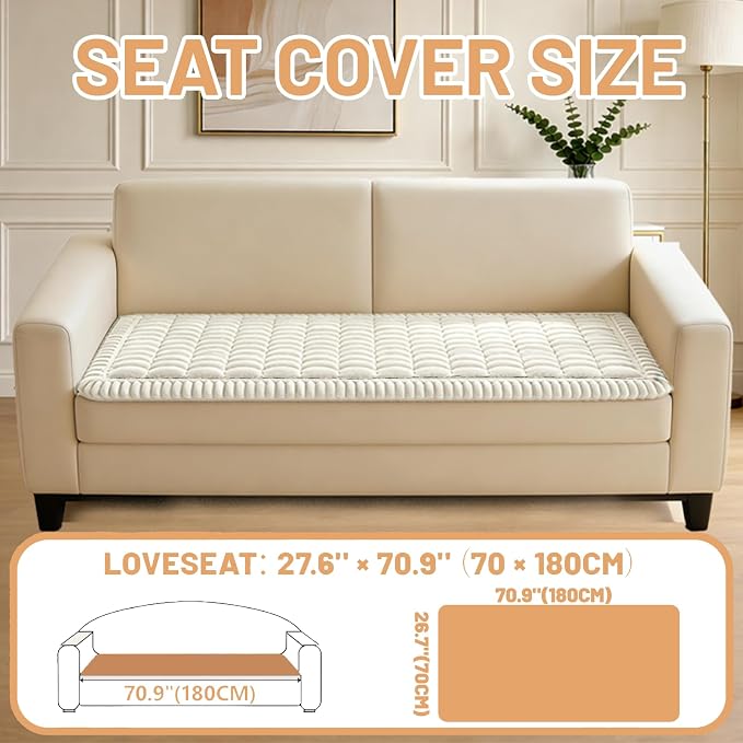 Waterproof Couch Cover for Dogs Washable,Nonslip Fuzzy Durable Pet Friendly | Soft Slipcovers for 3 Cushion Sofa Cover,Plush Thick Protector Fits Mat Bed Leather & Fabric Couches (White 27.6"x70.9") - Image 5
