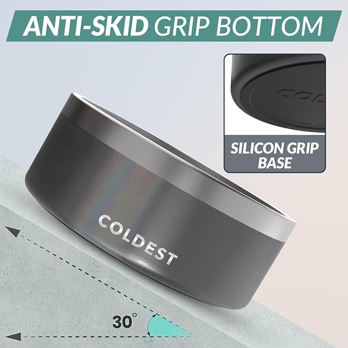 Coldest Dog Bowl - Anti Rust Metal, Non Slip, 3 Layers Insulated Stainless Steel Dog Bowls - Spill Proof & Heavy Duty - Water Bowl for Dogs, Cats & Pets, Dish Washer Safe (100 oz,Stardust Glitter) - Image 2