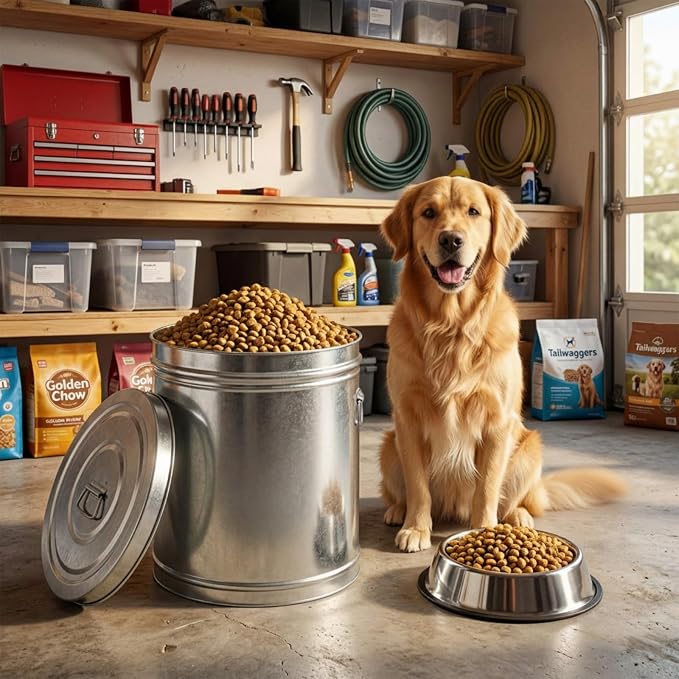 6.5 Gallon Metal Pet Food Storage Container Set with Stainless Steel Bucket, Scoop and Bowl, 30 Lbs Large Metal Dog Food Bin with Airtight Lid Suitable for Dog Cat Chicken Pet - Image 7