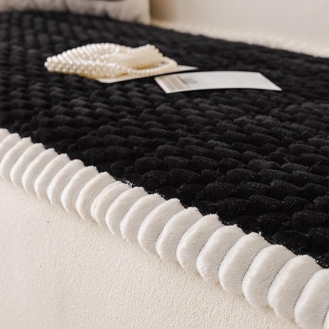 Couch Cover for Dog, Anti Slip Sofa Cover for Sectional, Black, 27.6 x 82.7 | Soft Thick Couch Covers for 3 Cushion Couch Sofa Pet Friendly, Scratch Resistant Sofa Cover Washable Dog Furniture Protector - Image 7
